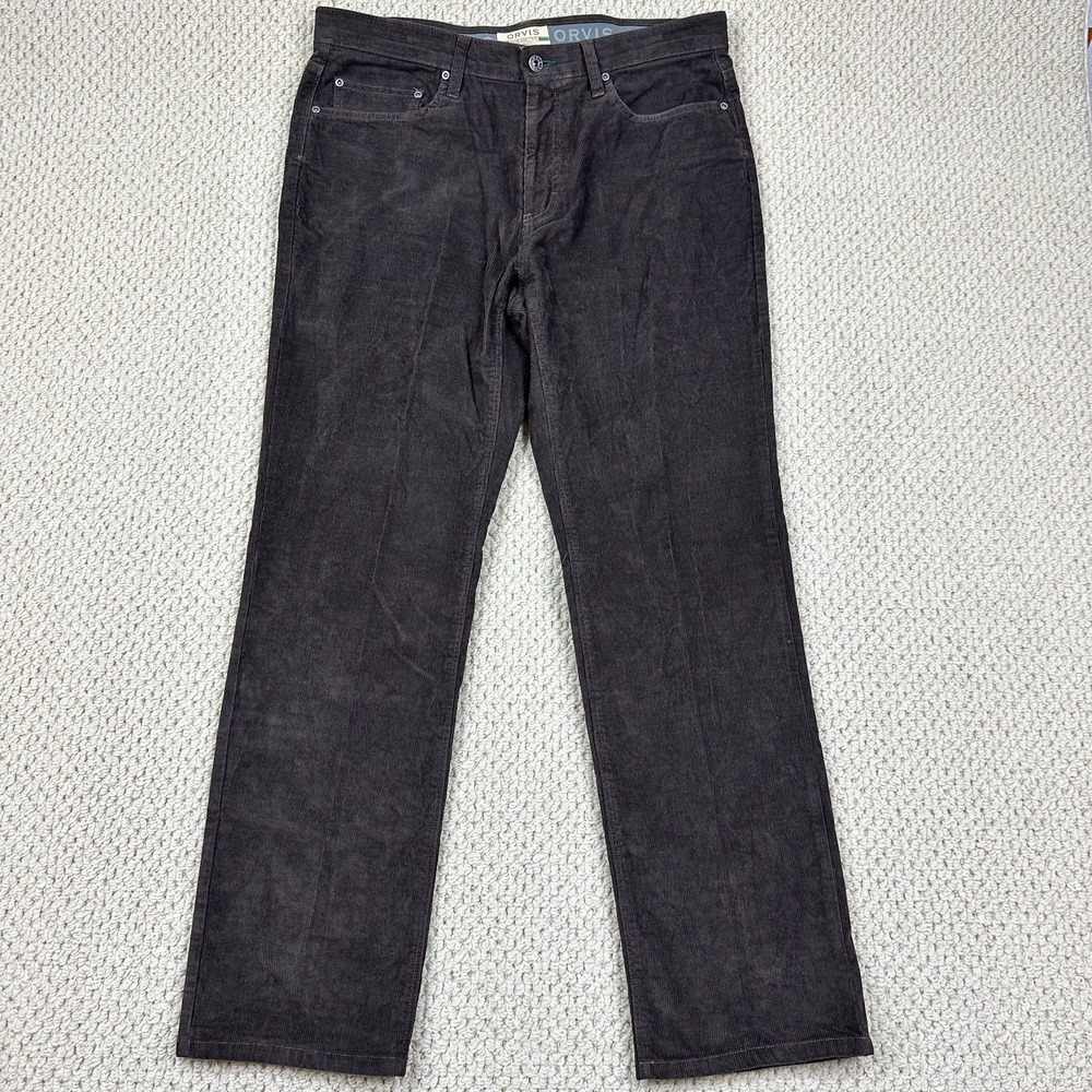 Orvis Corduroy Pants Mens 34x32 Brown 5 Pocket Straight Leg Stretch Royal Wuff